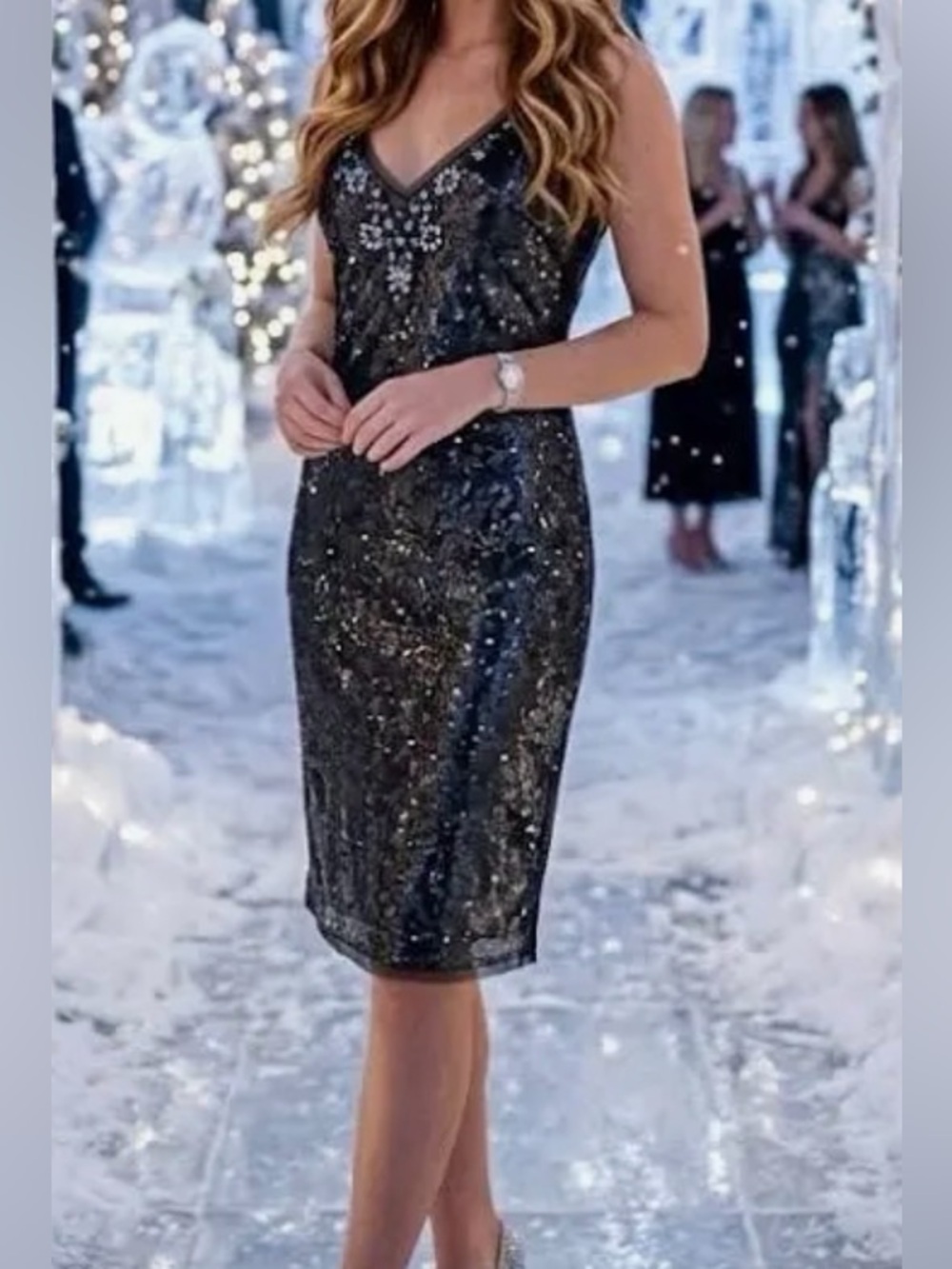 White House Black Market Sequined Cocktail Mini Dress